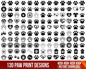 Paw Print Svg Bundle, Pets Svg, Paw Heart Svg, Dog paw svg, Paw Svg, Dog Mom Svg, Dog Lover Svg, Paw Print Clipart Silhouette,Animal Paw Svg
