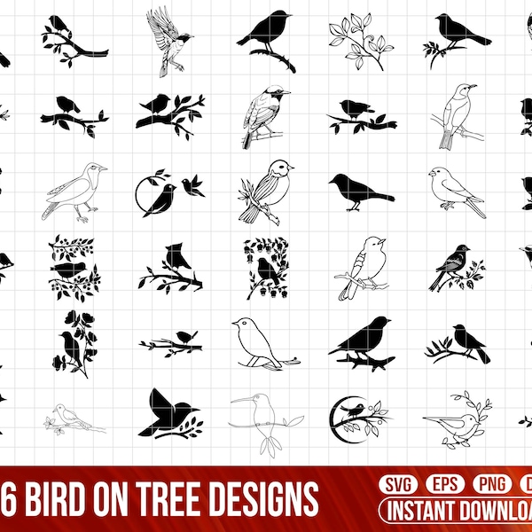 Birds on Branches SVG, Birds Svg, Bird on Tree Svg, Flock of Birds Svg, Tree Branch Svg, Hummingbirds on Branch Svg, Cut Files, Cricut, Png