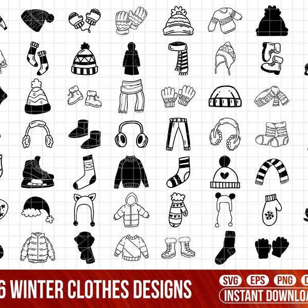 Winter Clothing Svg, Winter clothes Clipart, Men clothes Svg,Sweater svg,boots svg,winter children, winter outfits,print file,silhouette,svg