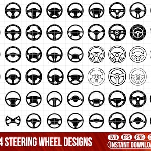 Puede incluir: Un conjunto de 54 diseños de volantes en blanco y negro. Los diseños están en formato de cuadrícula e incluyen varios estilos, como clásico, moderno y deportivo.