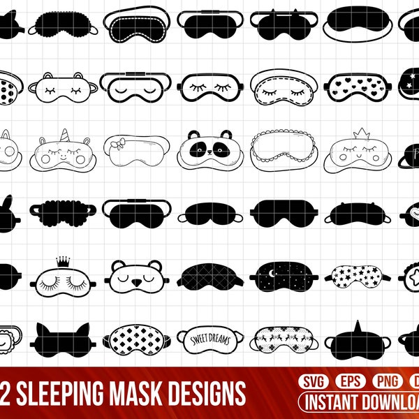 Sleeping Mask SVG Bundle, Sleep mask Svg, Eye Mask Png, Sleeping mask clipart, Sleep Mask silhouette, Sleep mask, cricut file, cutting files