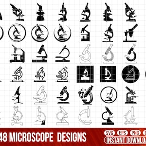 Può includere: Un set di 48 disegni di microscopi in bianco e nero. I disegni sono in vari stili, tra cui semplici contorni, illustrazioni dettagliate e versioni stilizzate. I disegni sono perfetti per l'uso in una varietà di progetti, come lo scrapbooking, la creazione di biglietti e la progettazione digitale.