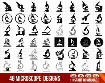 Microscope SVG Clipart Bundle, Science Lab Graphics (Digital Download)
