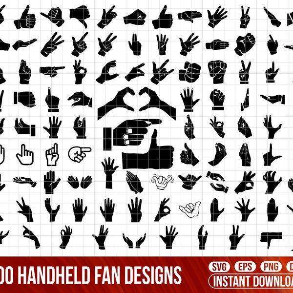 Handteken SVG bundel, hand rechts teken, ok teken, vredeshandteken, V-teken, handsymbool, rotshandsymbool, handliefdevorm Eps Dxf Png Cut-bestand