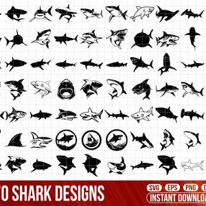 Shark Bundle Svg, Shark clipart, Shark Silhouettes Svg, Hammerhead Shark Svg, Shark Png, White Shark, Hungry Shark, Shark Fin Svg,print file