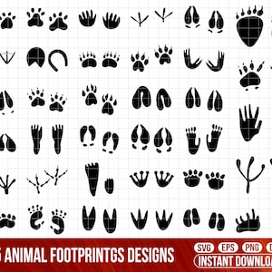 35 ANIMAL FOOTPRINTS Svg Bundle Footstep Svg Animal Paw CRICUT Wildlife Cut Files Animal Tracks Silhouette Png Dxf Eps Svg Print file,vector