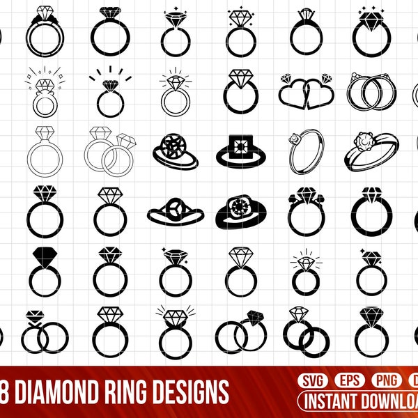 Diamond Ring Svg, Wedding Ring Svg, Engagement Ring Svg, Diamond Ring Clipart, Bride Groom Rings, Ring Monogram Svg, Engage Ring Svg, Bride