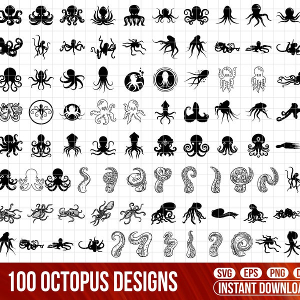 Octopus SVG Bundle, Octopus PNG , Octopus Clipart, Octopus Clipart, Octopus SVG Cut Files for Cricut, Octopus Silhouette, Sea Animals svg