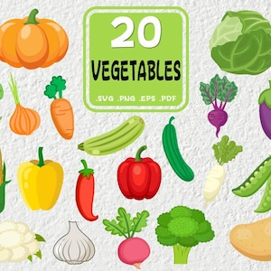 Vegetable SVG Bundle, Vegetables SVG, Vegetable Clip Art, Vegetable Vector Files, Vegetable Cut Files, Digital Download, Cricut, Silhouette
