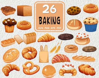 Bakery Bread SVG Bundle: Kitchen Silhouette Elements (Digital Download)