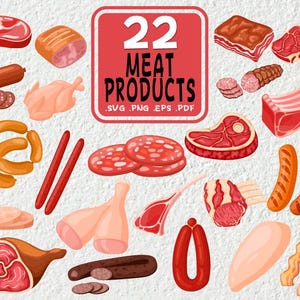 Fleischprodukte svg Bundle, Schweinefleisch svg Clipart, Lebensmittel Clipart, Bbq Clipart, Steak Clipart, Fleisch png Datei, Rind svg, gegrilltes Fleisch svg, Wurst svg