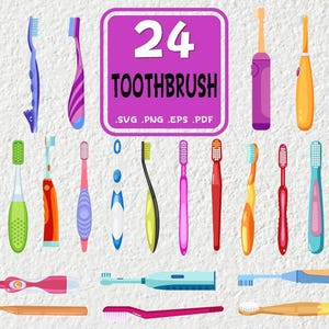 Toothbrush Svg Bundle, SVG Files for Cricut, Toothbrush Cut File, Teeth Svg, Bathroom Clipart, Toothbrush Vector, Tooth Clipart, Dental SVG