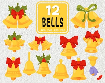 Bell SVG Bundle: Jingle Bells, Wedding Bells Clipart (PDF)