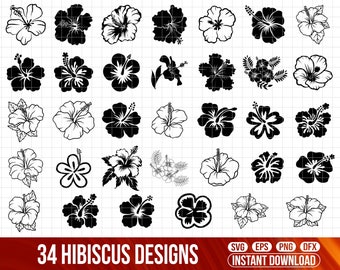 HIBISKUS SVG Bundle, HIBISKUS SVG Dateien für Cricut, Hibiskus Clipart, Hibiskus Silhouette Dekor, Hibiskus Blume, Hibiskus Png