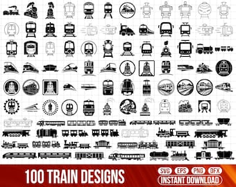 Pacchetto SVG treno, PNG treno, Clipart treno, File di taglio SVG treno per Cricut, Locomotiva SVG, Treno Choo Choo SVG, Motore a vapore SVG, Dfx Eps