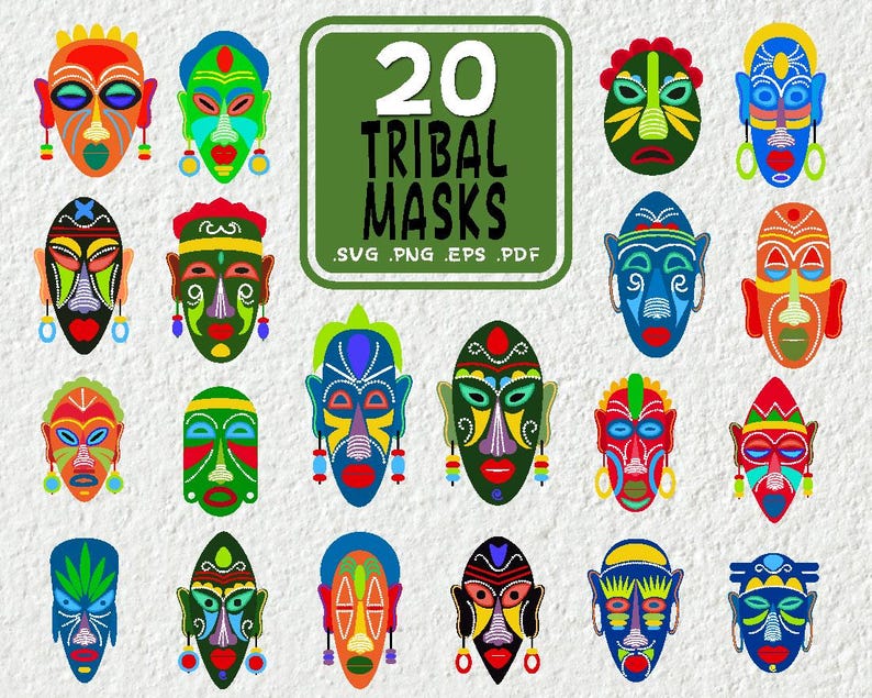 African Tribal Mask SVG Bundle: Masquerade Clipart (digital Files) - Etsy