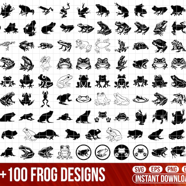 Frog SVG Bundle, Frog PNG, Frog Clipart, Frog Head Svg, Toad svg, Frog Silhouette, Frog SVG Cut Files for Cricut, Tree Frog Svg, Animal Svg