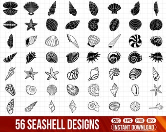 Seashell SVG bundel, Seashell SVG, Seashell clipart, Seashell SVG gesneden bestanden voor Cricut, Seashell silhouet, Sea World SVG, Shell SVG, PNG