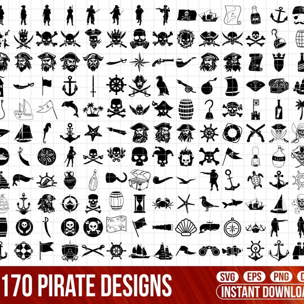 Pirate SVG Bundle, Pirate SVG, Pirate Silhouette, Pirate Ship Svg, Skull Svg, Pirate Clipart, Crossbones Svg, Pirate Flag Svg,Pirate hat Svg