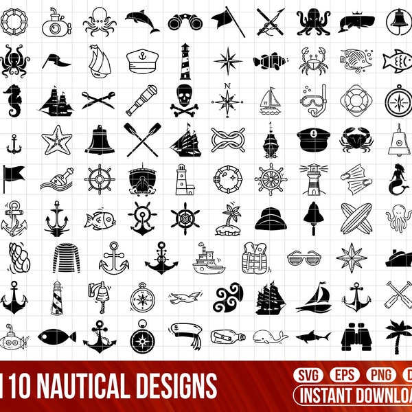 Nautical SVG Bundle, Nautical Svg, Nautical Clipart, Nautical SVG Cut Files for Cricut, Nautical Silhouette, Sailing Svg, Anchor Svg