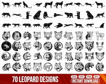 Bundle SVG léopard, clipart guépard, fichiers de coupe pour Cricut (téléchargement numérique)