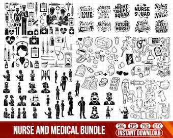 Nurse & Medical Silhouettes Bundle, Healthcare Cut Files for Cricut and Silhouette (Digital Download)