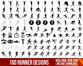 Runner SVG Bundle, Running People silhouette, Running Man svg, Running Woman svg, Runner dxf, Exercise Run svg, marathon runner svg, Run Svg