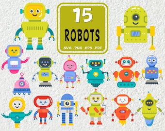 Robot SVG Bundle, Clipart, Vector, Cricut (Digital Files)