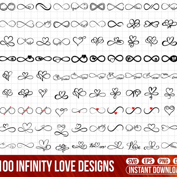 Infinity Love SVG Bundle, Infinity Love PNG Bundle, Infinity Love Clipart, Infinity Love Silhouette, Infinity Love SVG Cut Files for Cricut