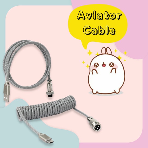 Coiled Aviator Cable // USB-C // 1.8m // Meshed // Mechanical Keyboard