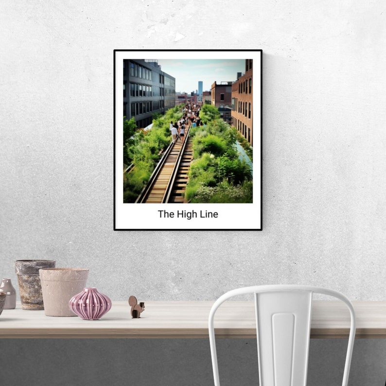 New York Skyline the High Line Travel Poster United States Cityscape