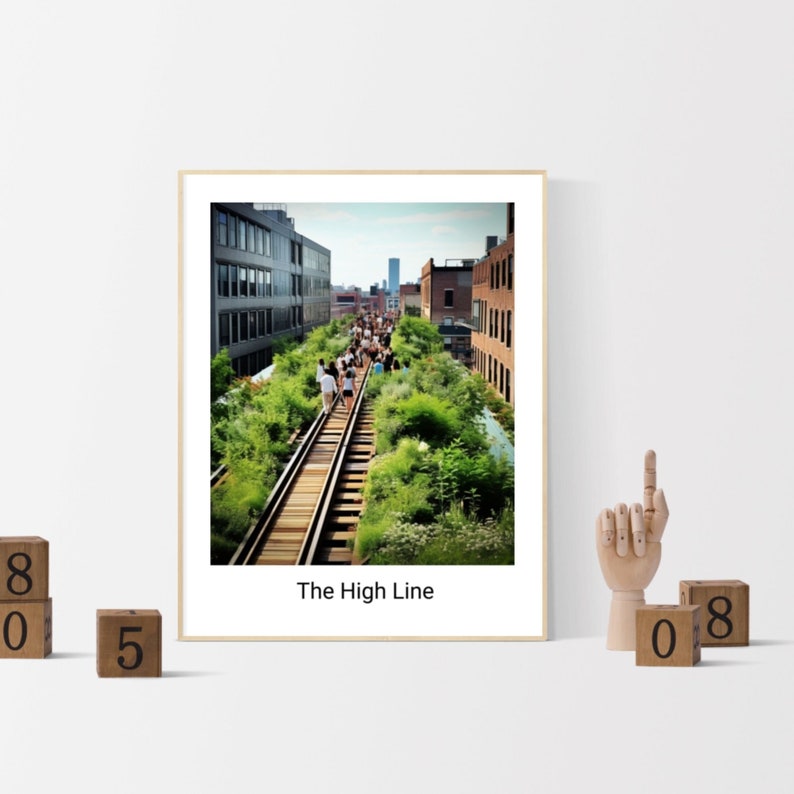 New York Skyline the High Line Travel Poster United States Cityscape
