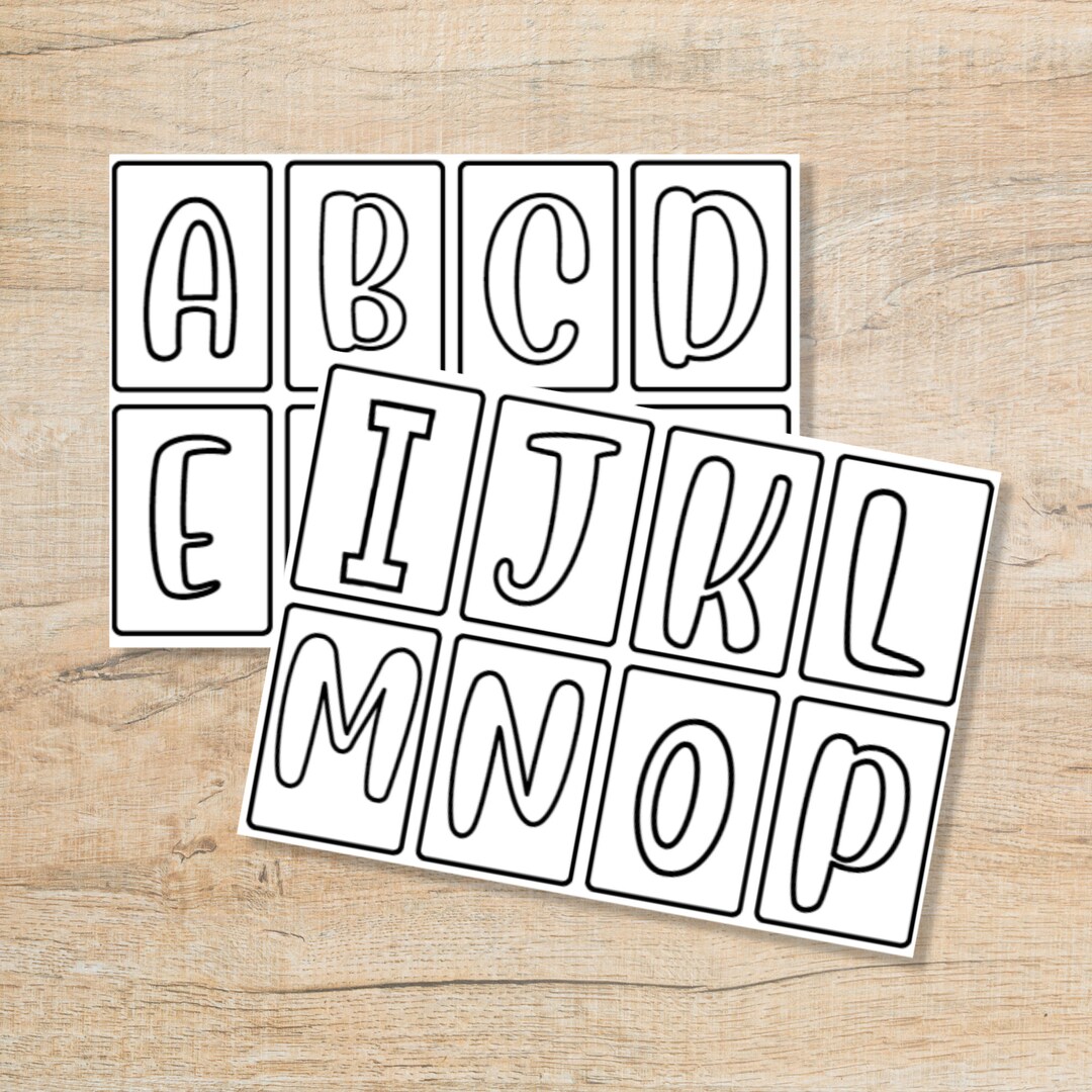 Colorable Alphabet Flashcards ABC Coloring Pages Color Etsy