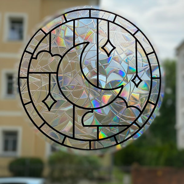 Suncatcher Fenstersticker Regenbogen Fensterbild Mond Sonnenfänger