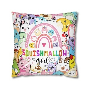 Custom Squishmallows Spun Polyester Square Pillow Case