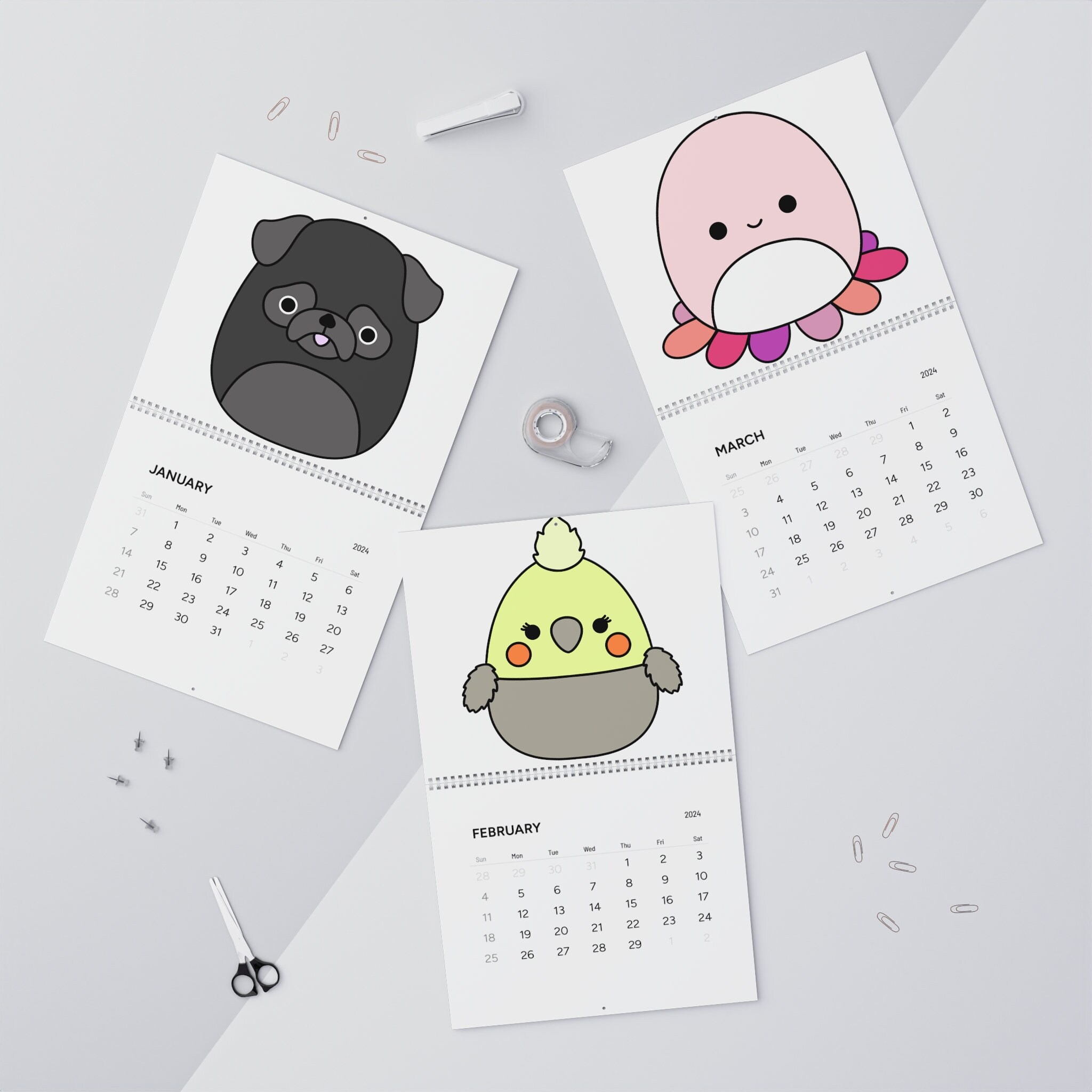 Custom Squishmallows Wall Calendars 2024 - Etsy