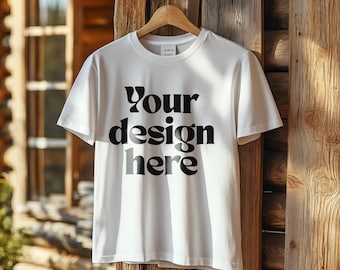 Vit Bella Canvas 3001 T-shirtmodell (digital nedladdning)