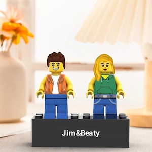 Custom Couple Minifig Personalized Minifig With Engraved Base and Display Box Gift For Lovers On Valentine&#39;s Day