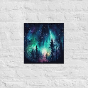 Atemberaubendes Nordlicht Poster: Aurora Borealis Landschaftsdeko für Zuhause oder Büro mit lebendigen Farben und natürlicher Schönheit