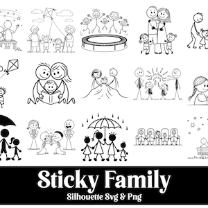 Stick Figure Family Vector Bundle: SVG PNG Clipart (Digital File for Cricut, Silhouette & Sublimation)