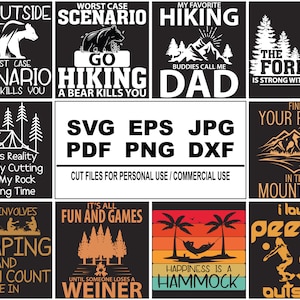Wzory koszulek z motywem górskich wędrówek i kempingów: Outdoor Adventure SVG PNG (pobieranie cyfrowe)