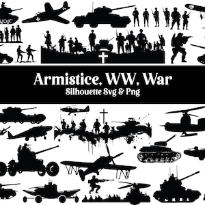 Armistice War Silhouette | WW Military Soldier Clipart | War Remembrance SVG & PNG | Veteran Memorial Digital Download