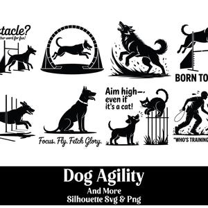 Dog Agility And Funny Dog vs Cat SVG Bundle, Cute Animal Fight with Quotes, Motivational Quotes Pet Clipart, SVG PNG for Cricut Sublimation