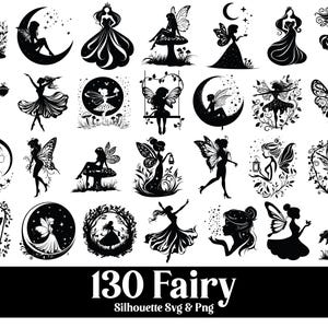 Feeën silhouet clipartbundel: Fantasy Wings SVG PNG cut-bestanden