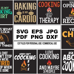 Png Svg Clipart Cooking 10 T-Shirt Design Bundle, Chef Cooking, Cooking Lover, Cooking Clipart, Kitchen, Digital File, Instant Download.