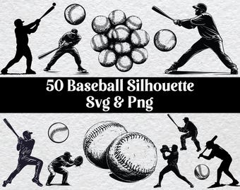 Baseball Silhouette Clipart: Sports SVG & PNG Cut File (Digital Download)