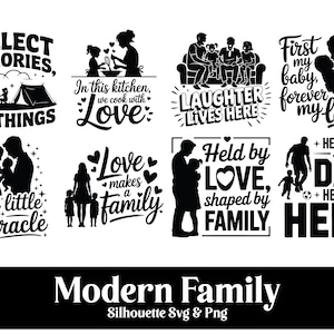 Family Silhouette SVG Bundle: Minimalist Vector Clipart for Cricut (Digital Download