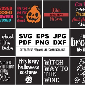 Funny Halloween T-Shirt Design Bundle: Spooky Quotes (PNG, SVG, PDF)