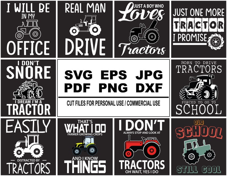 Tractor T Shirt Bundle, Tractor Quotes. Tractor Svg. Tractor Png. Tractor T-shirt for Men, Farming Tractor, Cutfile And Instant Download. image 1