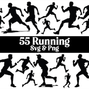 Running Silhouette Vector: 55 Sports Runner Clip Art (SVG, PNG)